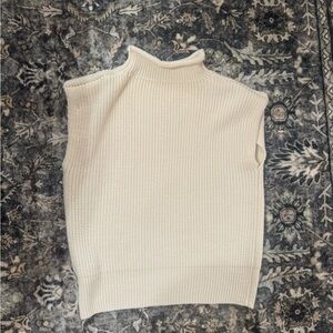 Sleeveless Mock Neck Knit Sweater - Cream